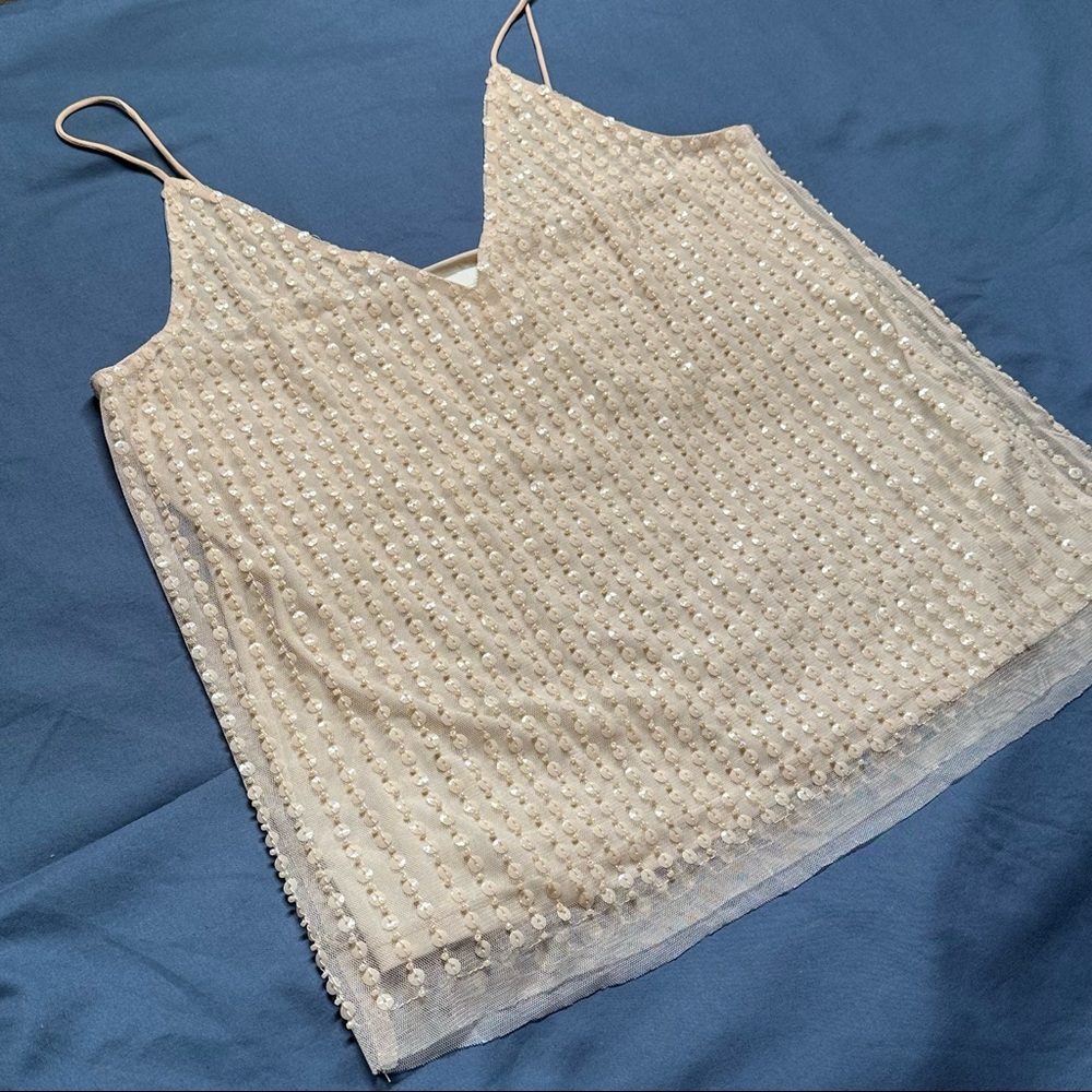 H&M beaded sequin camisole tank, pink
